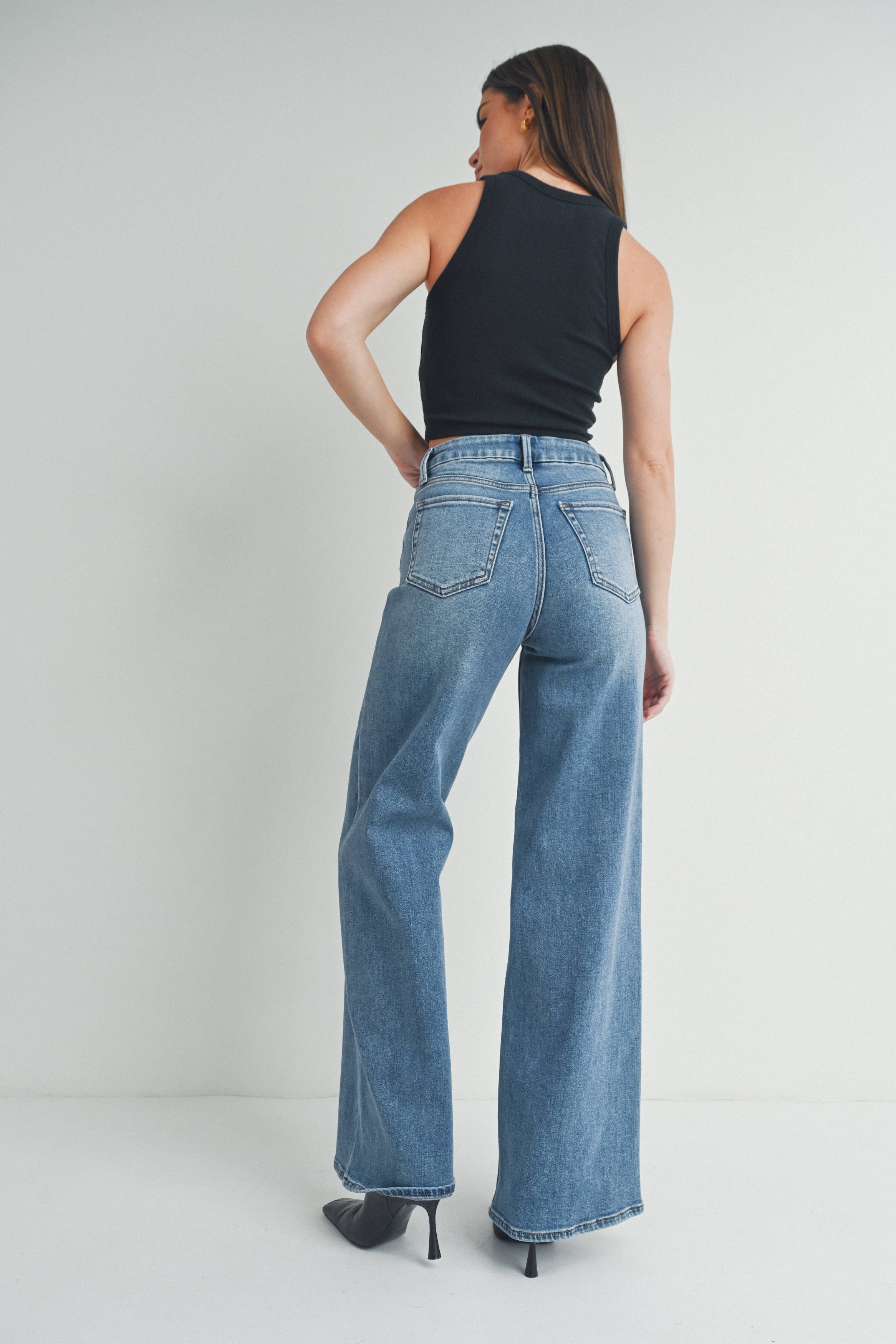 JBD HR Palazzo Wide Leg Jean - 93% Cotton