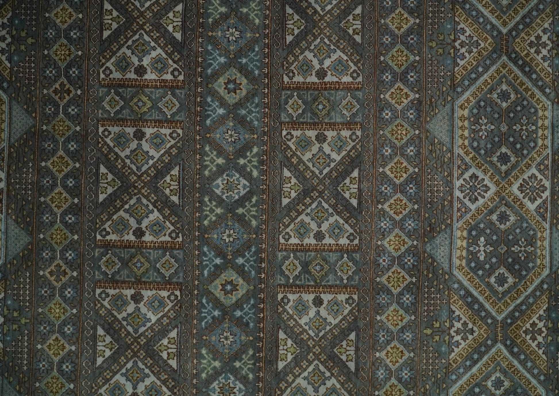 8x10 Fine Hand Knotted Brown and Blue Southwestern Traditional Antique Area Rug | AGR41
