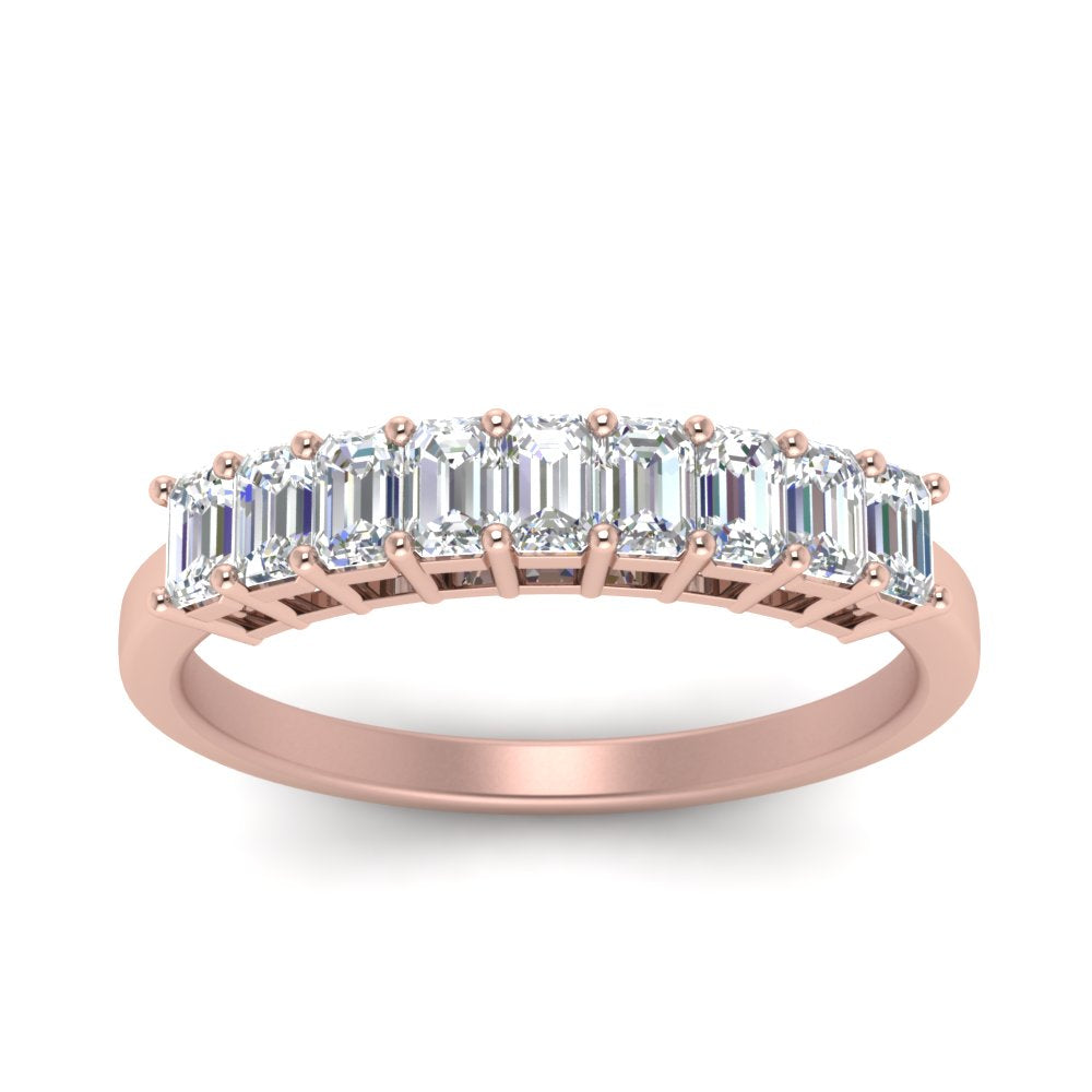 9 Stone Emerald Cut Wedding Ring