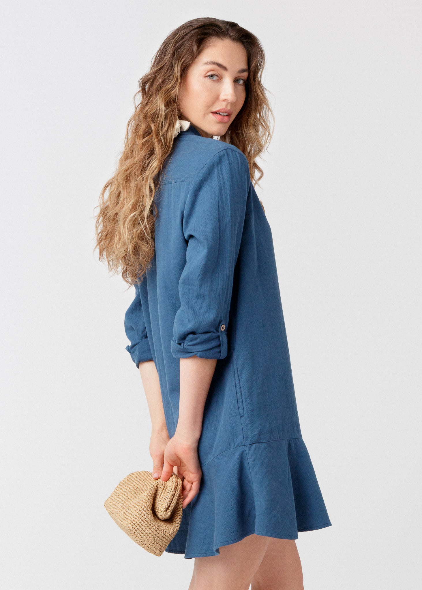 Harbor Gauze Button Front Shirt Dress
