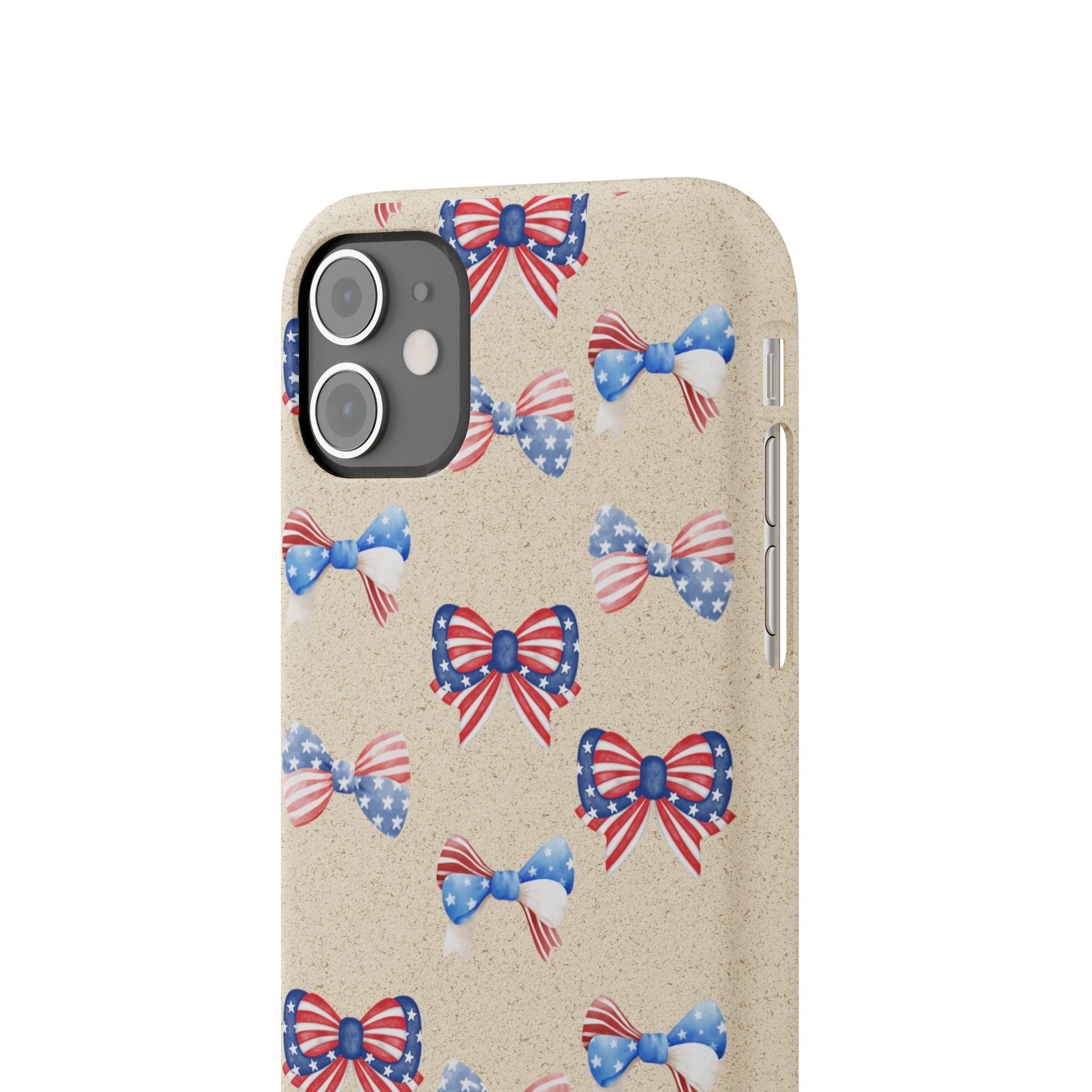 Red, White & Blue Bow Phone Case, Eco-Friendly Cell Phone Cover, Patriotic Biodegradable Case, USA Independence Day Gift, Summer Celebration - The Peony Haus