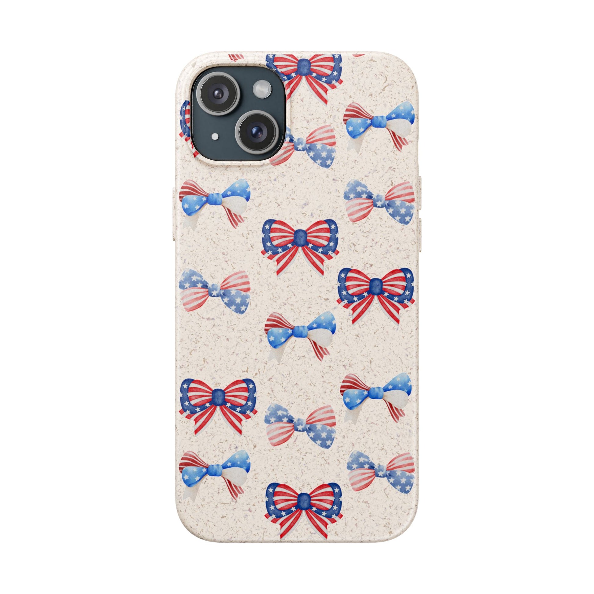 Red, White & Blue Bow Phone Case, Eco-Friendly Cell Phone Cover, Patriotic Biodegradable Case, USA Independence Day Gift, Summer Celebration - The Peony Haus