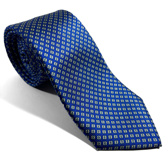 Royal Blue Micro-Geometric Silk Tie (Handmade in Italy) - The Peony Haus
