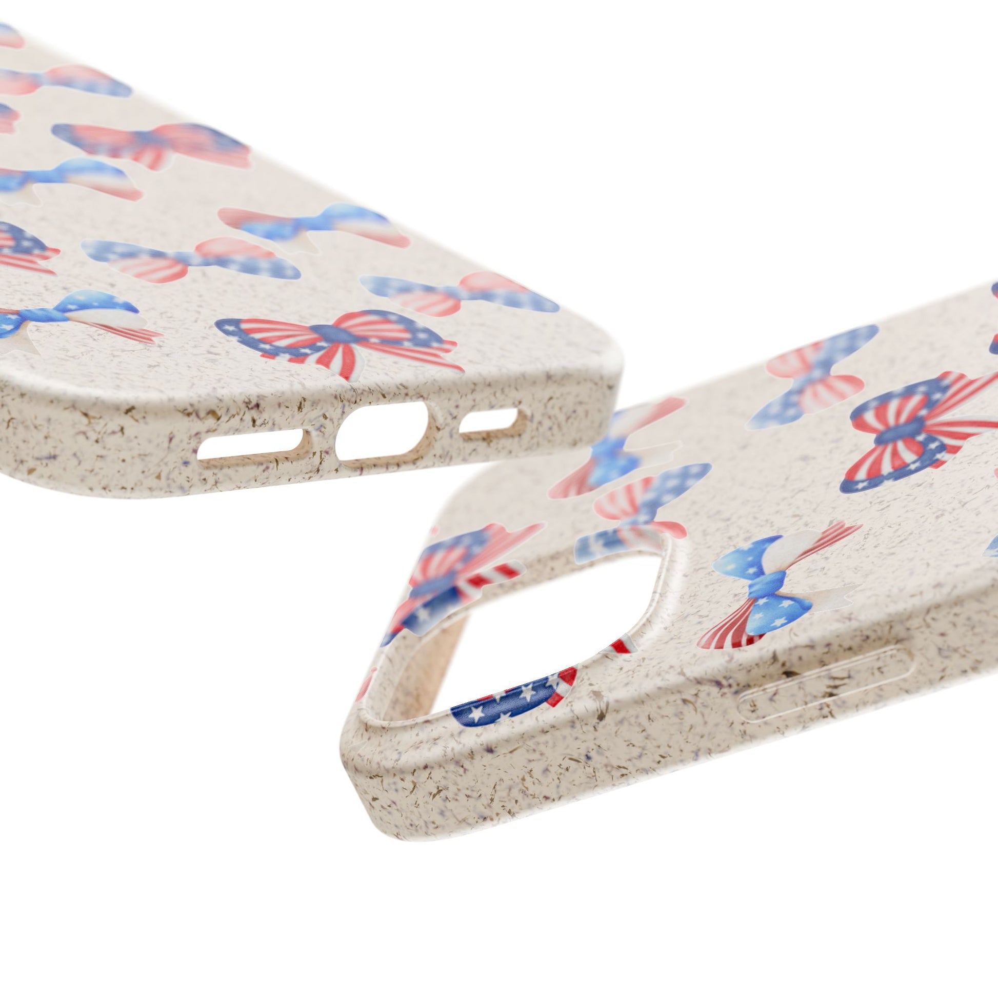 Red, White & Blue Bow Phone Case, Eco-Friendly Cell Phone Cover, Patriotic Biodegradable Case, USA Independence Day Gift, Summer Celebration - The Peony Haus