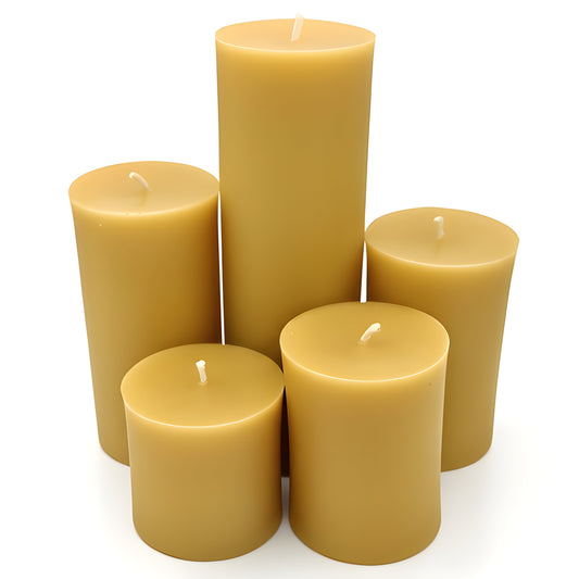 3 Inch Yellow Beeswax Pillar Candles