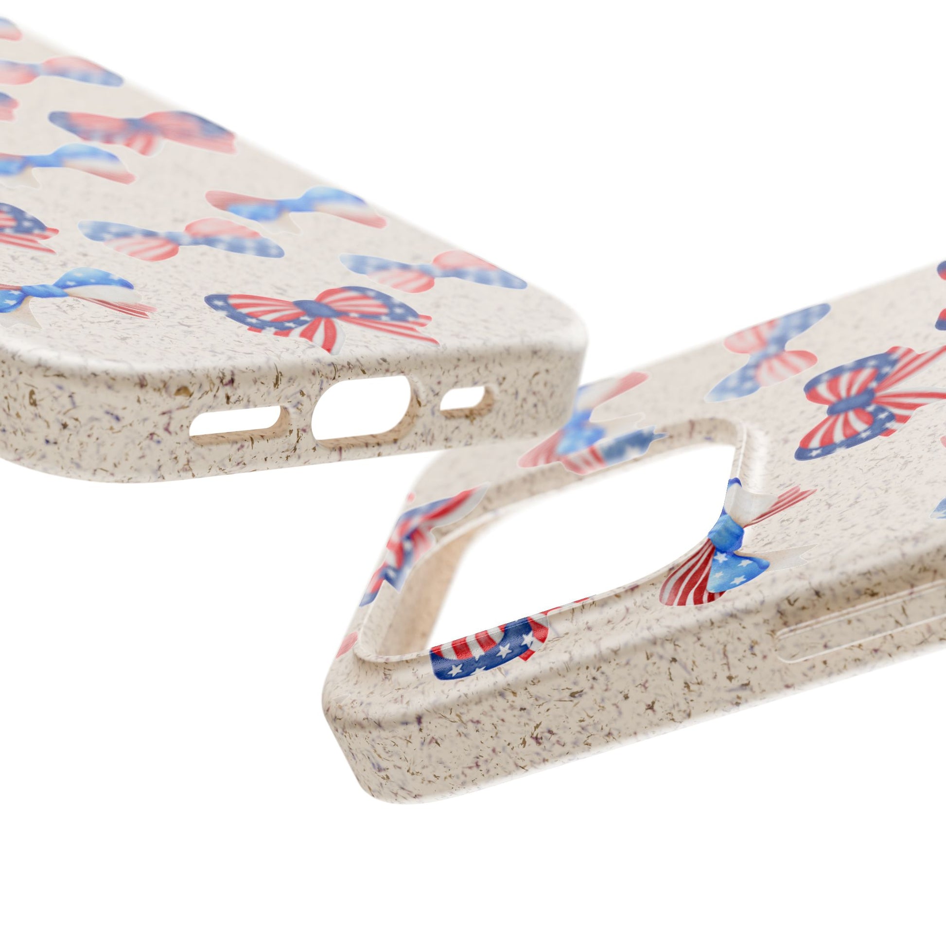 Red, White & Blue Bow Phone Case, Eco-Friendly Cell Phone Cover, Patriotic Biodegradable Case, USA Independence Day Gift, Summer Celebration - The Peony Haus