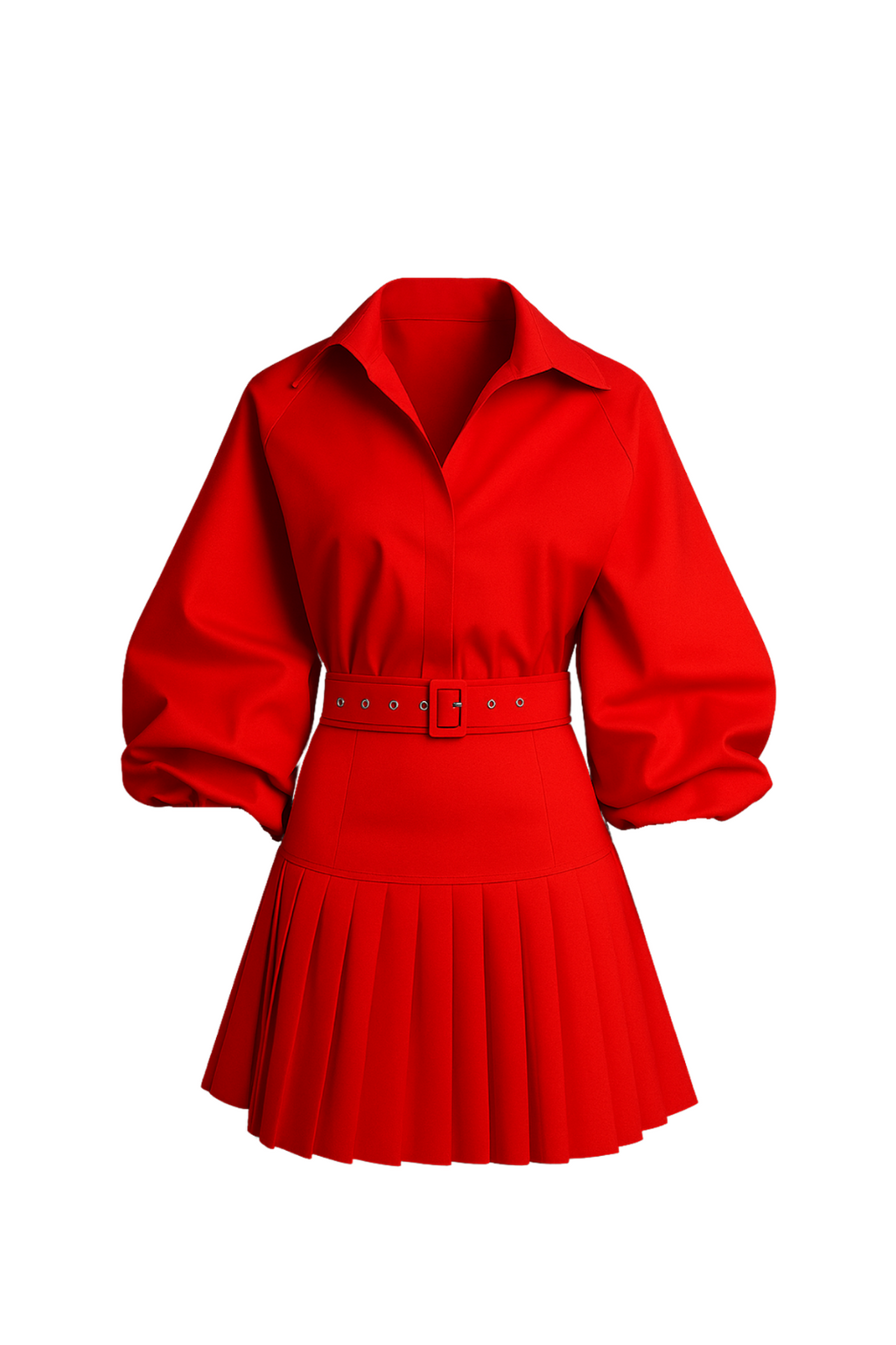 Crimson Two-Piece Set: Pleated Top & Tapered Skirt | Statement Style