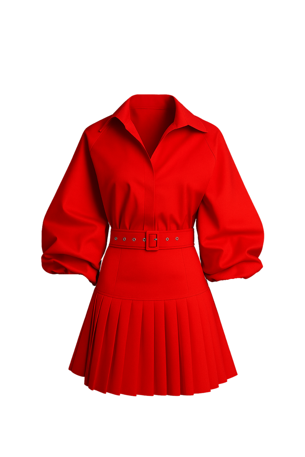 Crimson Two-Piece Set: Pleated Top & Tapered Skirt | Statement Style