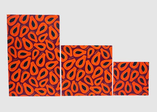 Beeswax Food Wrap - Purple Papaya Print - The Peony Haus