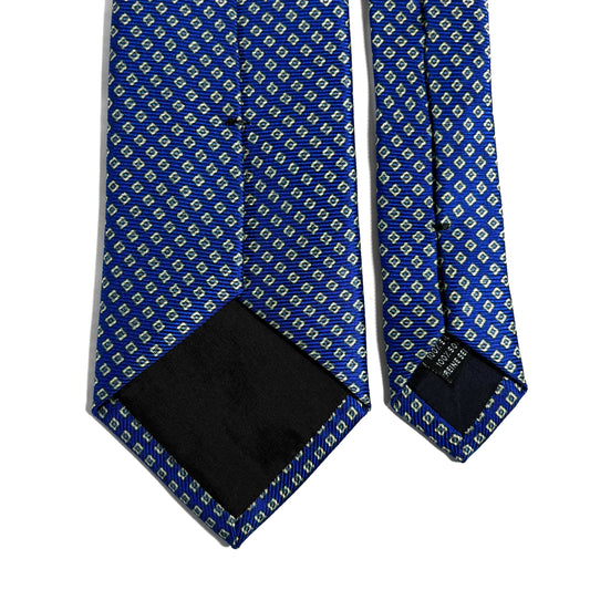 Royal Blue Micro-Geometric Silk Tie (Handmade in Italy) - The Peony Haus