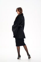 Genuine Scandinavian Mink Fur Double Face Wool Poncho