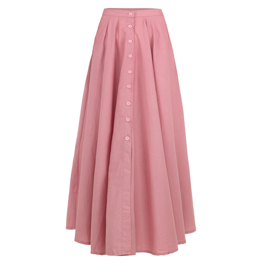 ARUM Pleated Maxi Skirt in Blush Pink - The Peony Haus