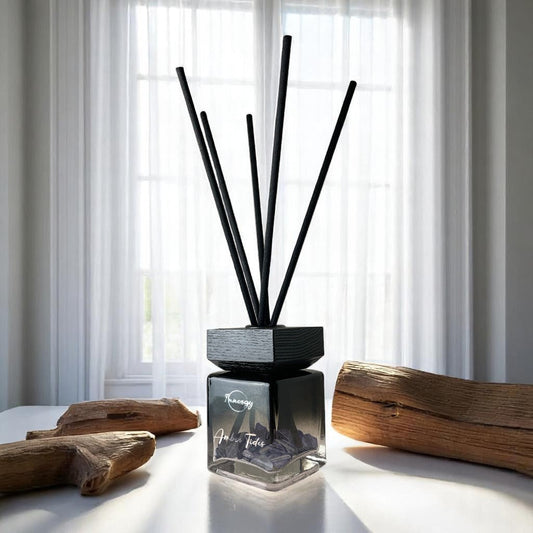 Amber Tides Crystal-Enhanced Reed Oil Diffuser, 100ml