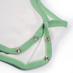 Long Sleeve Bodysuit in White with Grass Green