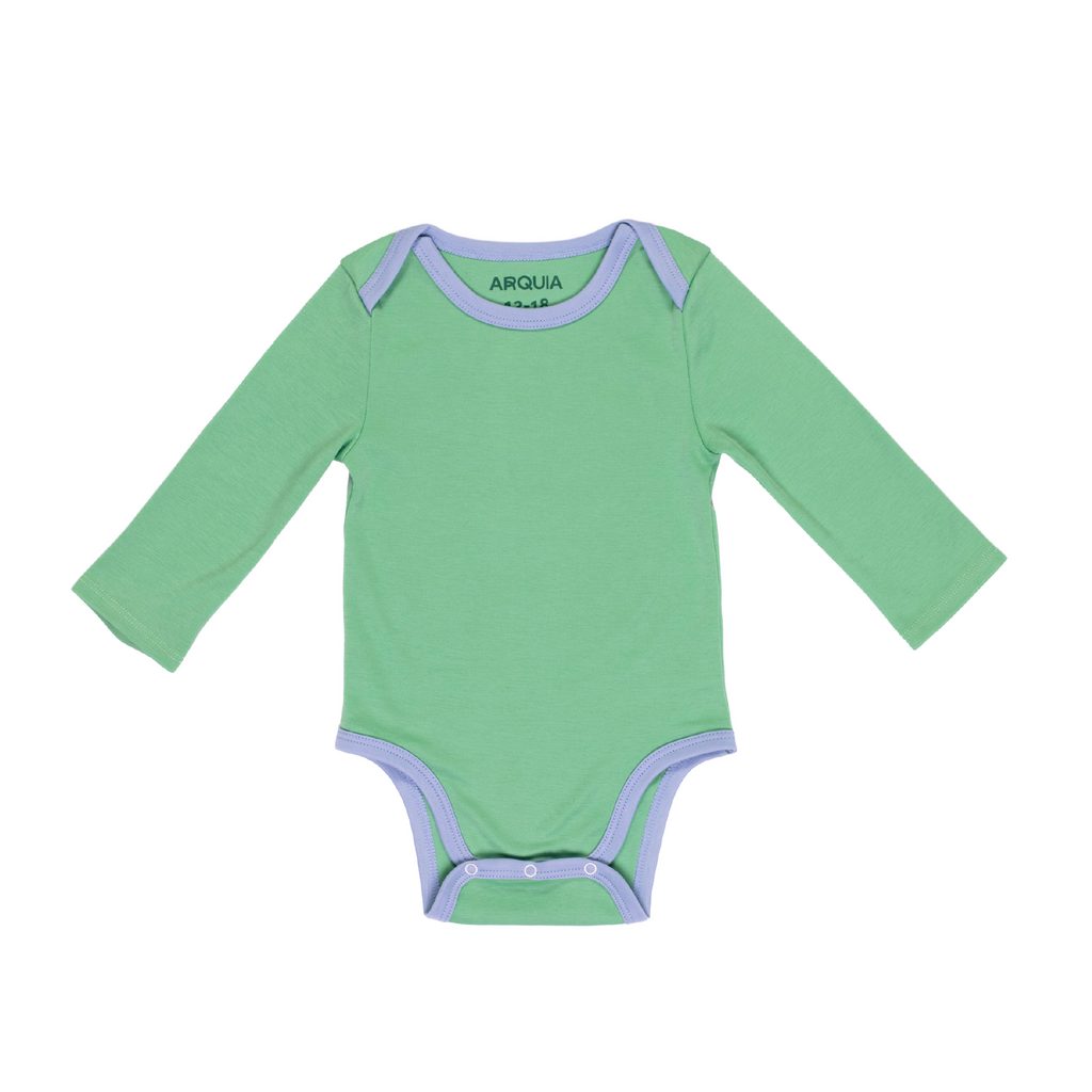 Long Sleeve Bodysuit in Grass Green with Blue