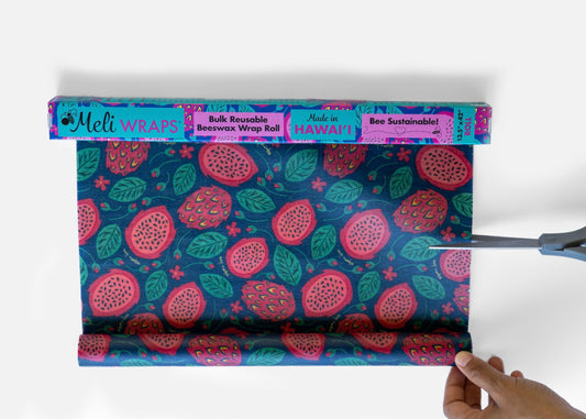 Beeswax Wrap Bulk Roll - Dragonfruit Print - The Peony Haus