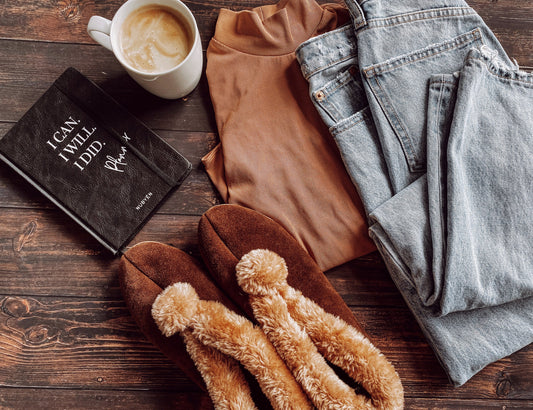 Suede Slipper Boots in Chestnut - The Peony Haus