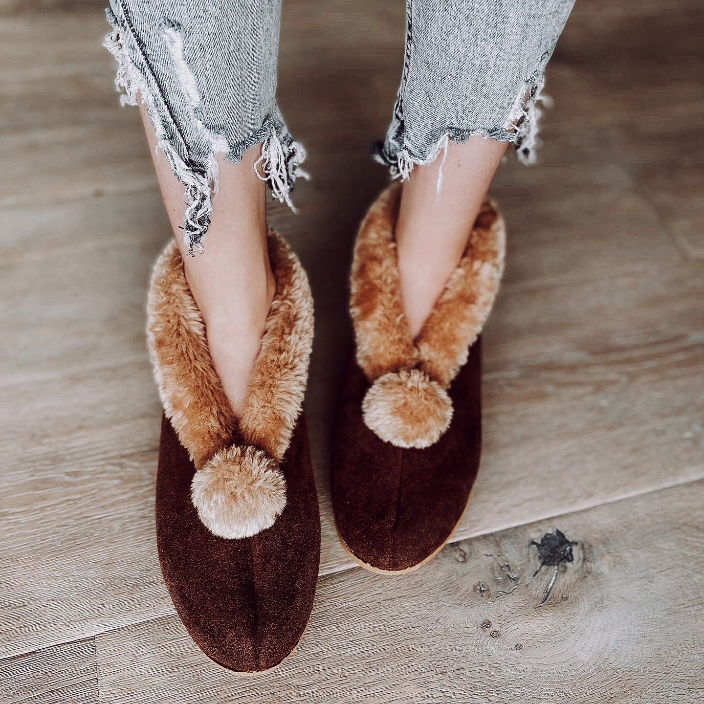 Suede Slipper Boots in Chestnut - The Peony Haus