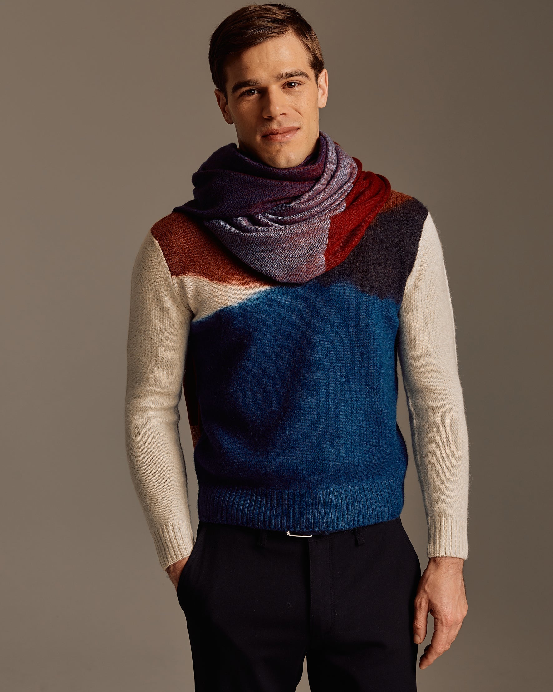Block Stripe Yarn Dyed Cashmere Scarf
