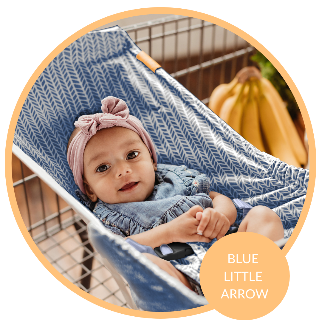 Baby Shopping Cart Hammock | Blue Little Arrow Design - 97% cotton