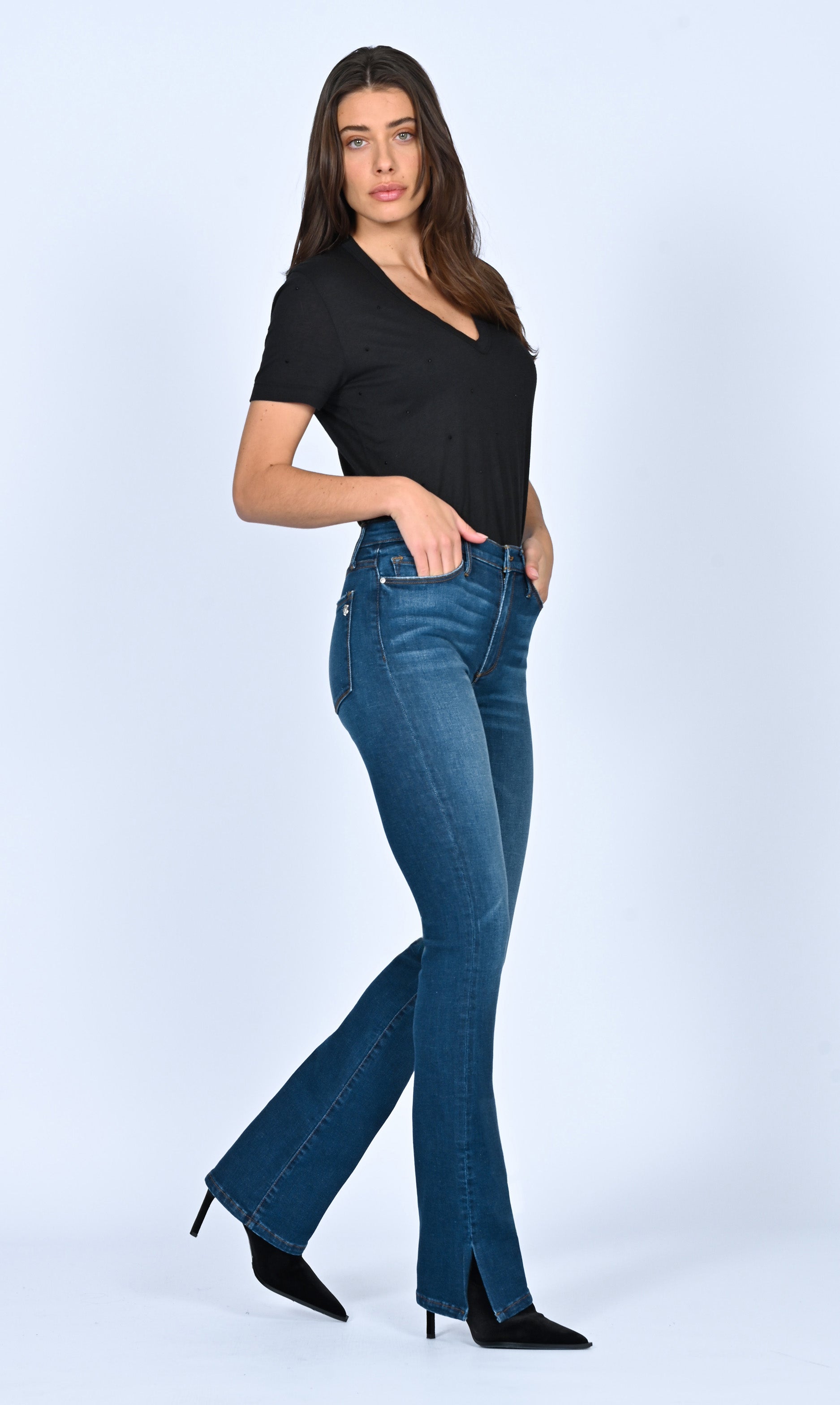 Talissa High Waisted Slice Heel - Make It Rain - 81% Cotton, 11% Tencel