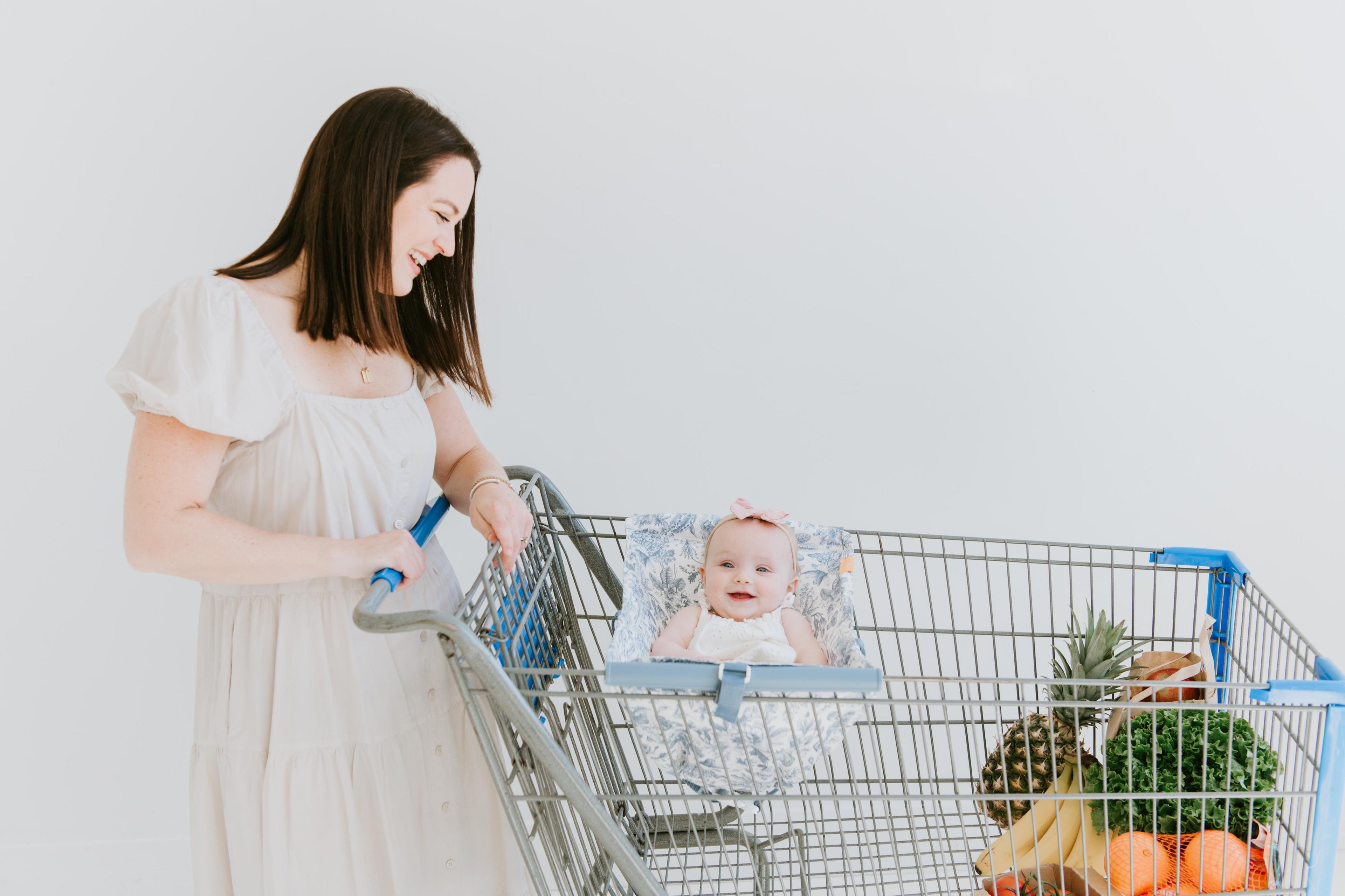 Baby Shopping Cart Hammock | Heritage Blue Vintage Floral - 97% cotton