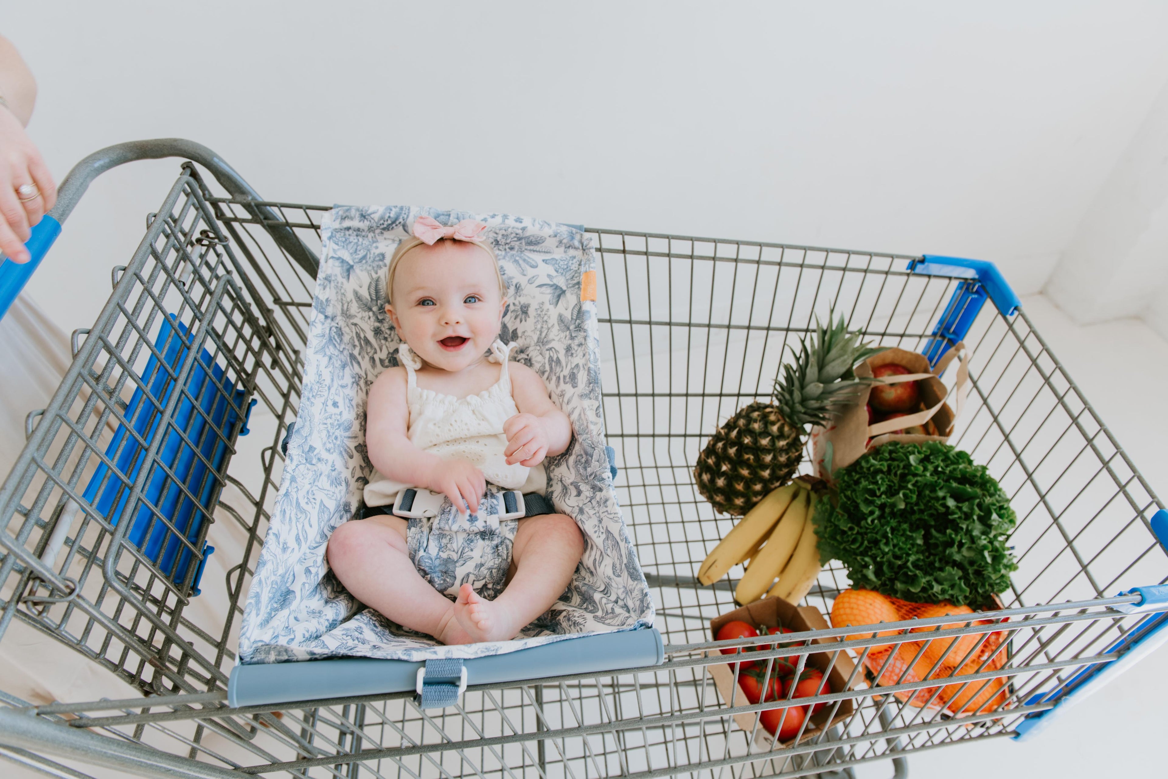 Baby Shopping Cart Hammock | Heritage Blue Vintage Floral - 97% cotton