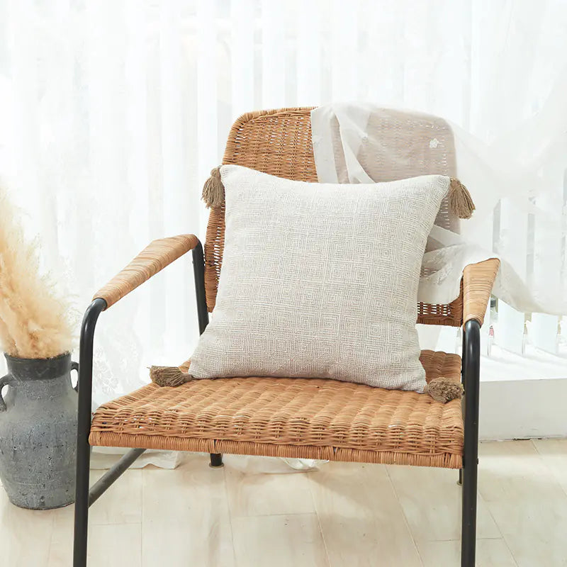 Thick Cotton Linen Striped Fringe Pillow Covers (In Stock)