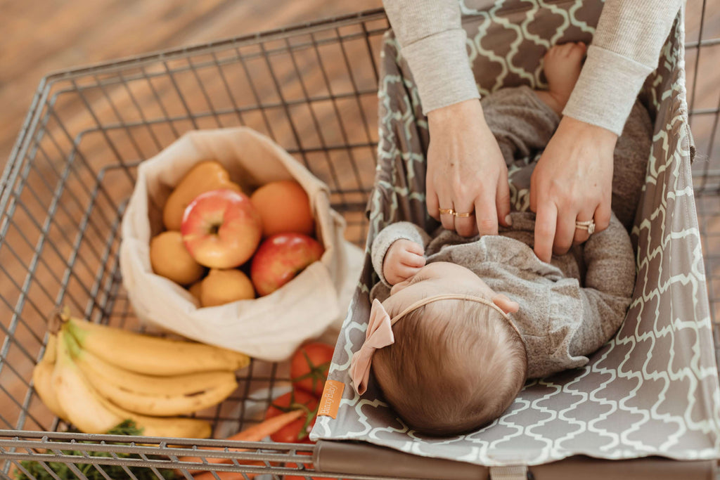 Baby Shopping Cart Hammock | Gray/Aqua - 97% cotton