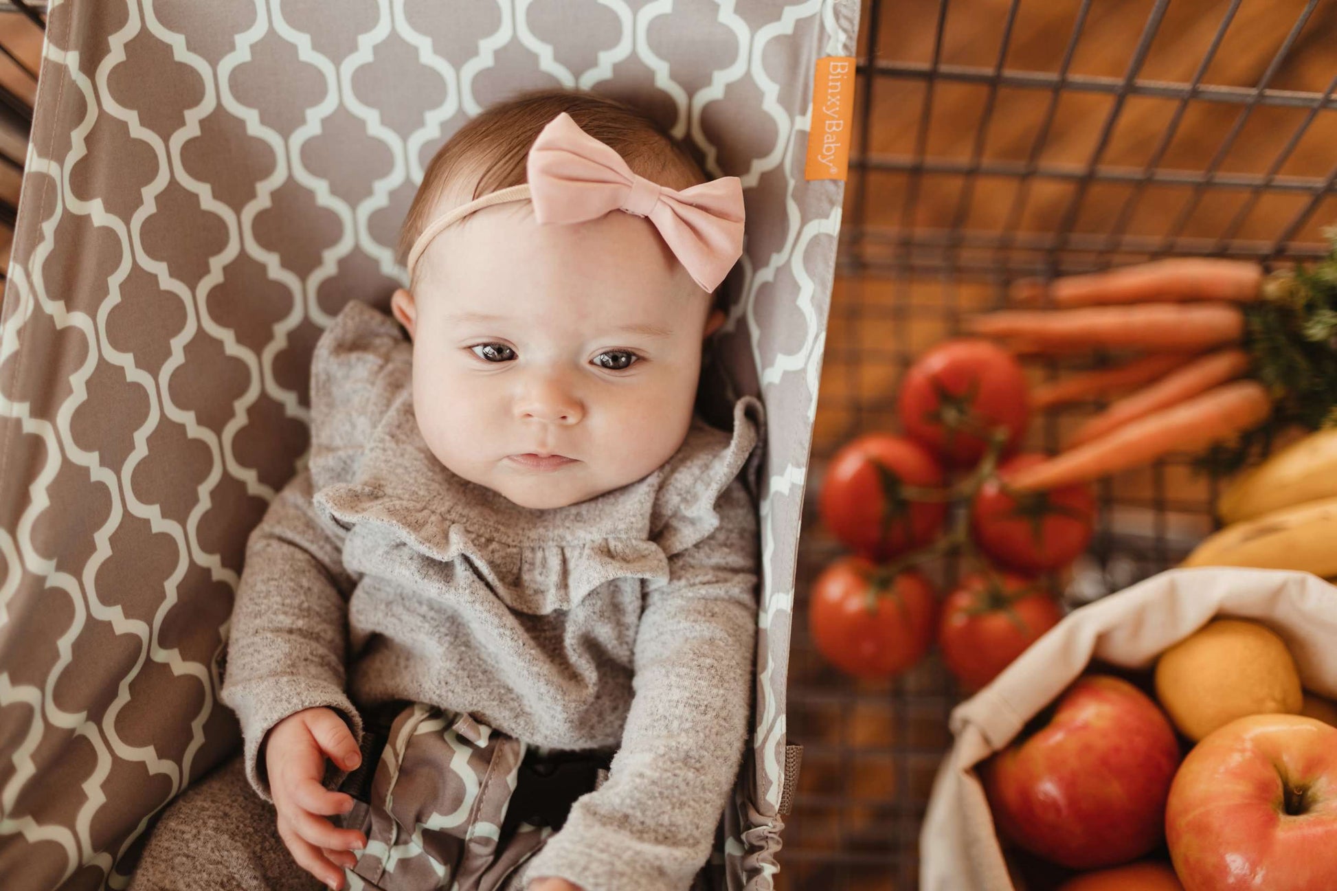 Baby Shopping Cart Hammock | Gray/Aqua - 97% cotton