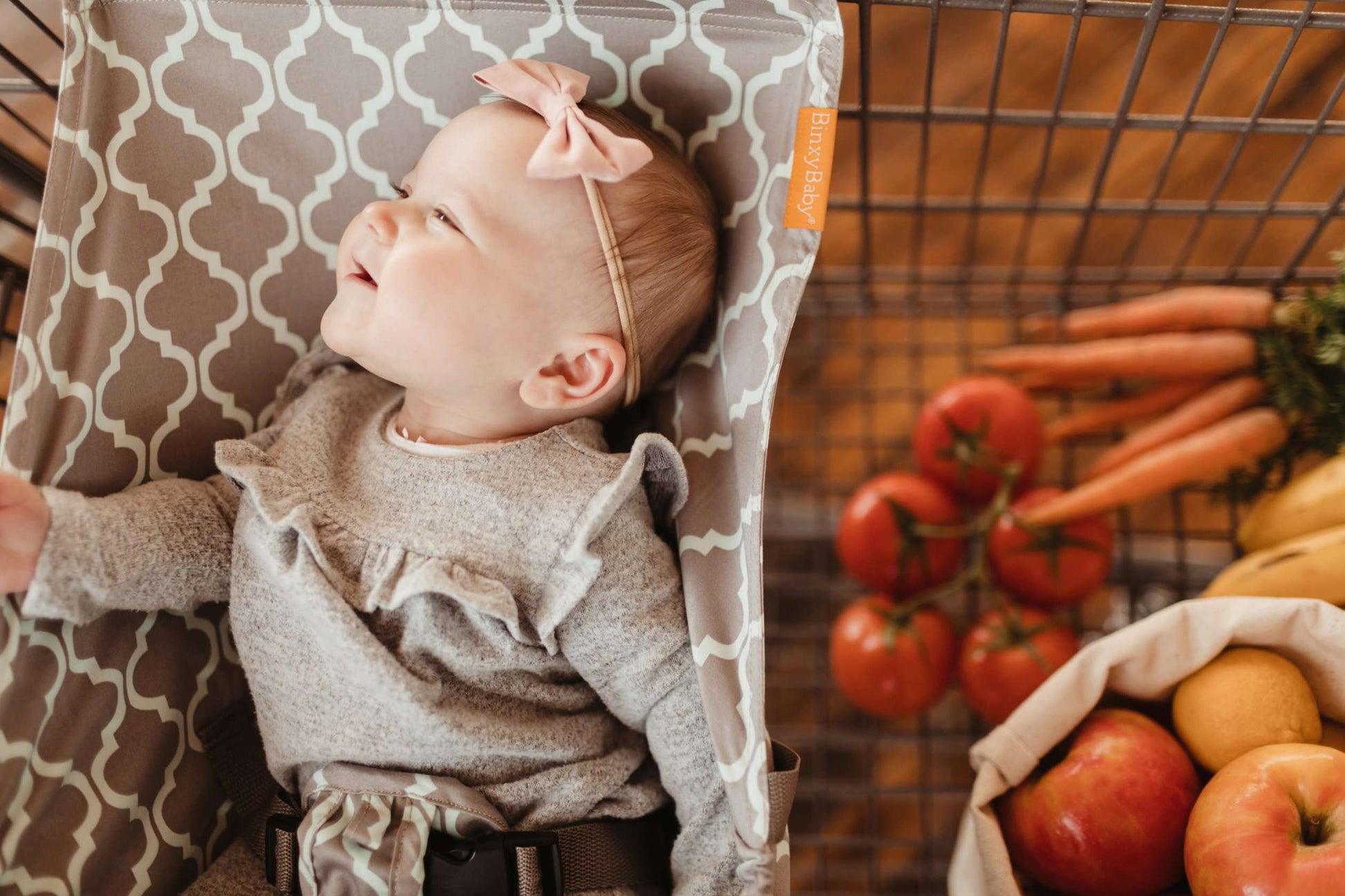 Baby Shopping Cart Hammock | Gray/Aqua - 97% cotton