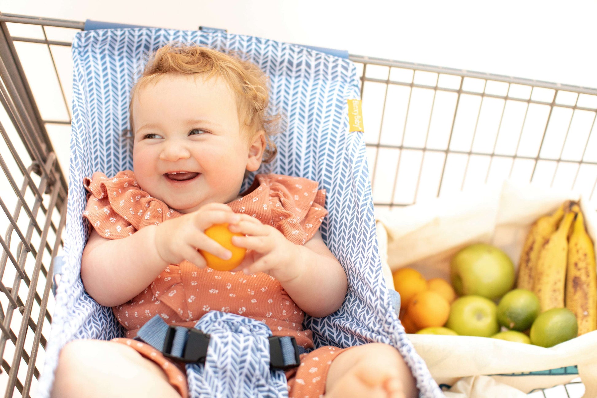 Baby Shopping Cart Hammock | Blue Little Arrow Design - 97% cotton