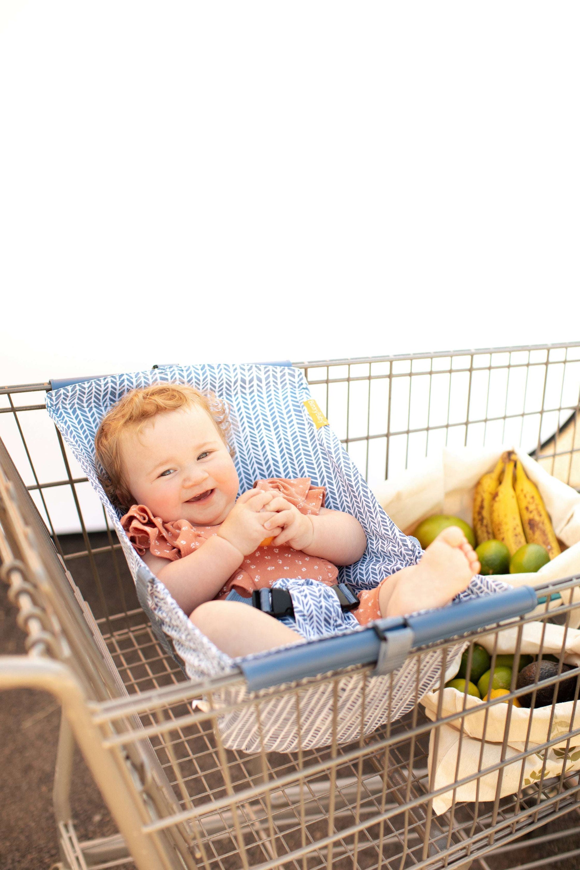 Baby Shopping Cart Hammock | Blue Little Arrow Design - 97% cotton