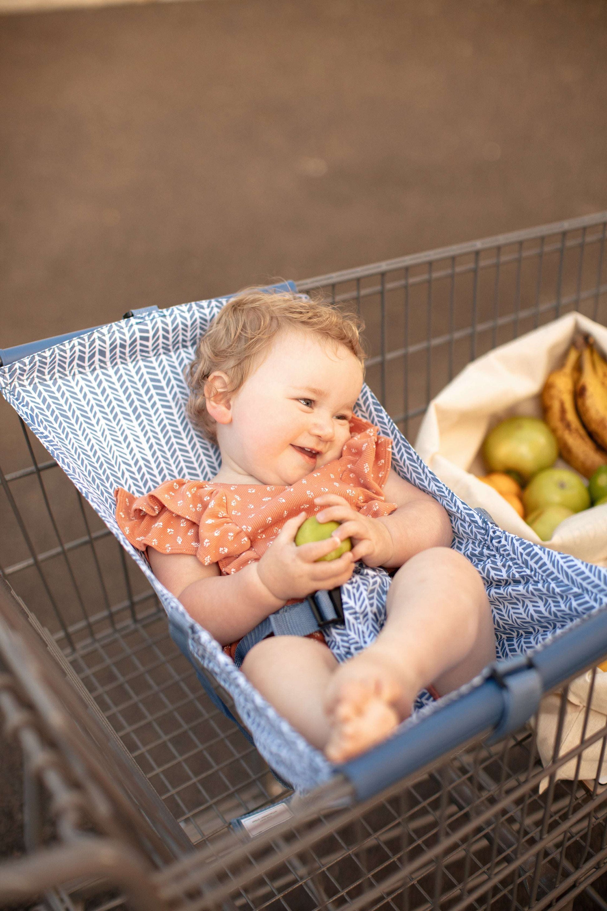 Baby Shopping Cart Hammock | Blue Little Arrow Design - 97% cotton