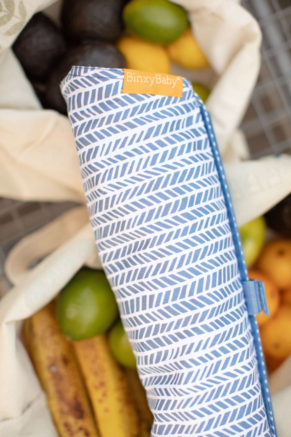 Baby Shopping Cart Hammock | Blue Little Arrow Design - 97% cotton