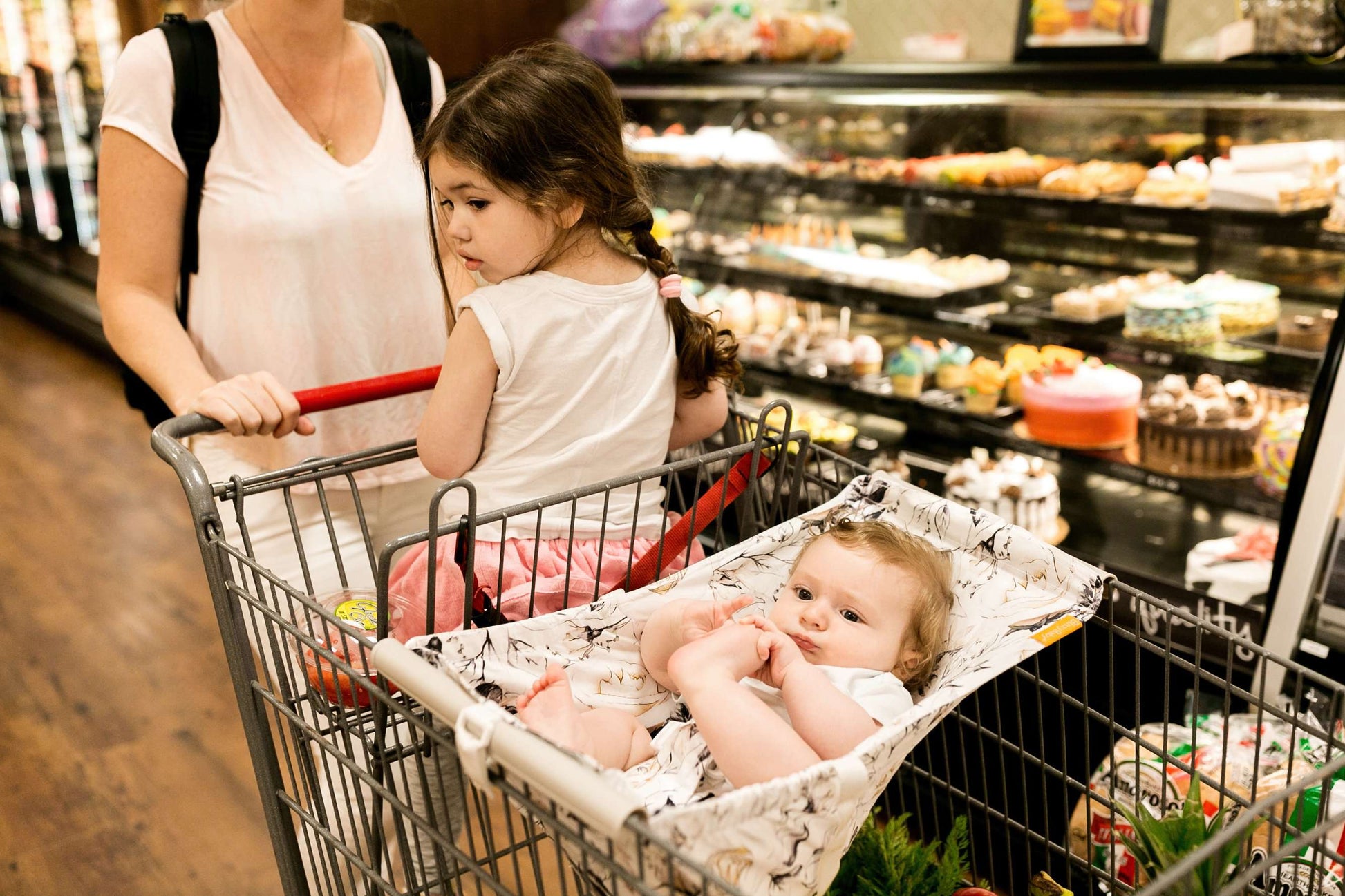 Baby Shopping Cart Hammock | Coming Up Roses Beautiful Floral Print - 97% cotton