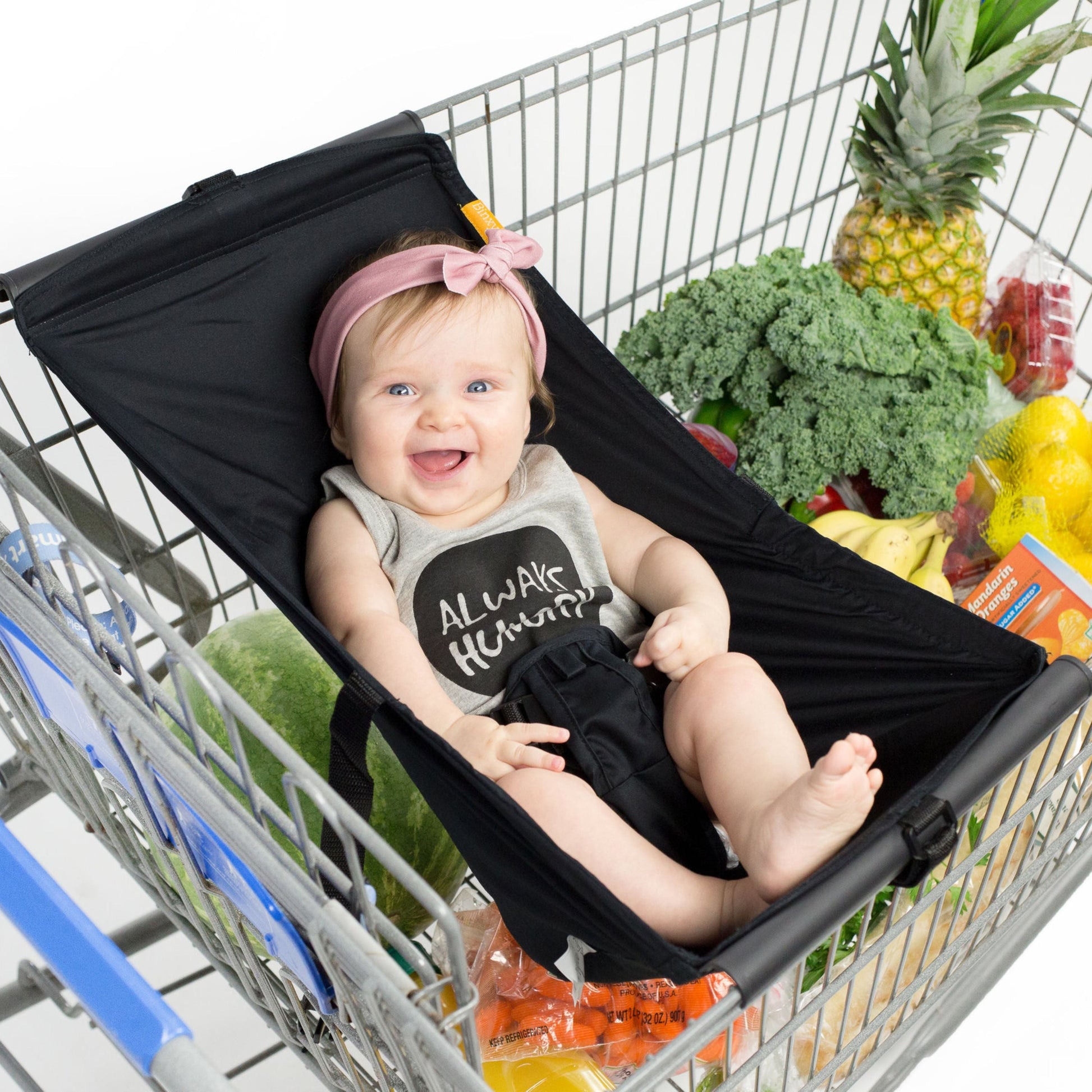 Baby Shopping Cart Hammock | Black Fabric - 97% cotton
