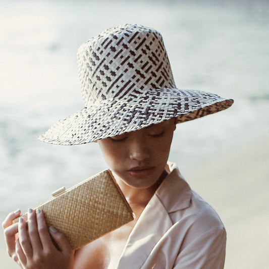 Borneo Fisherman Bucket Straw Hat, in Black - The Peony Haus