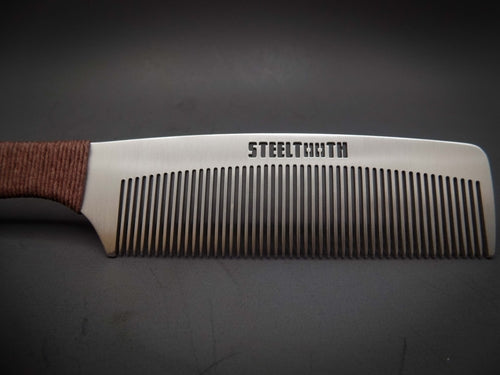 Hemp Cordage Handle Steeltooth Comb - Earth Tones - The Peony Haus