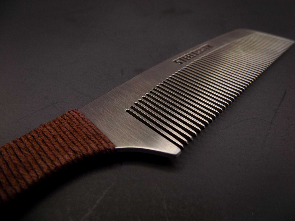 Hemp Cordage Handle Steeltooth Comb - Earth Tones