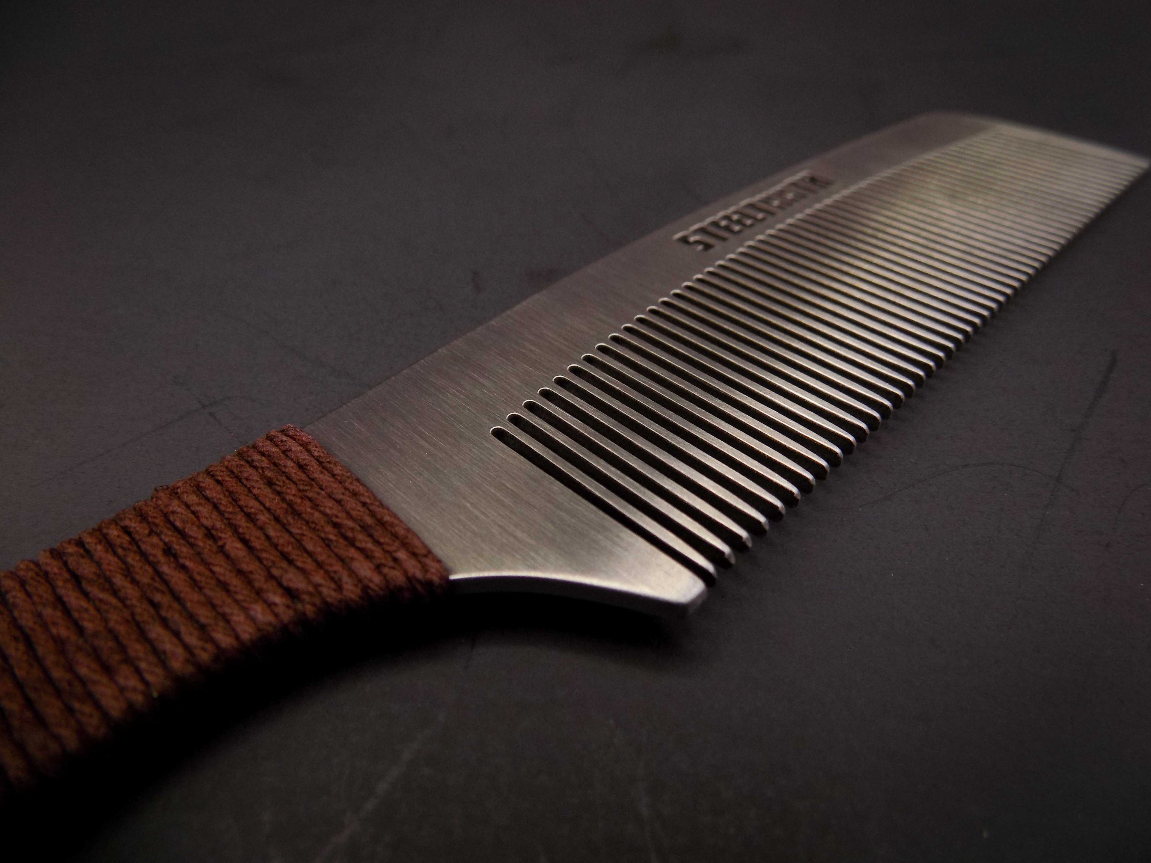 Hemp Cordage Handle Steeltooth Comb - Earth Tones