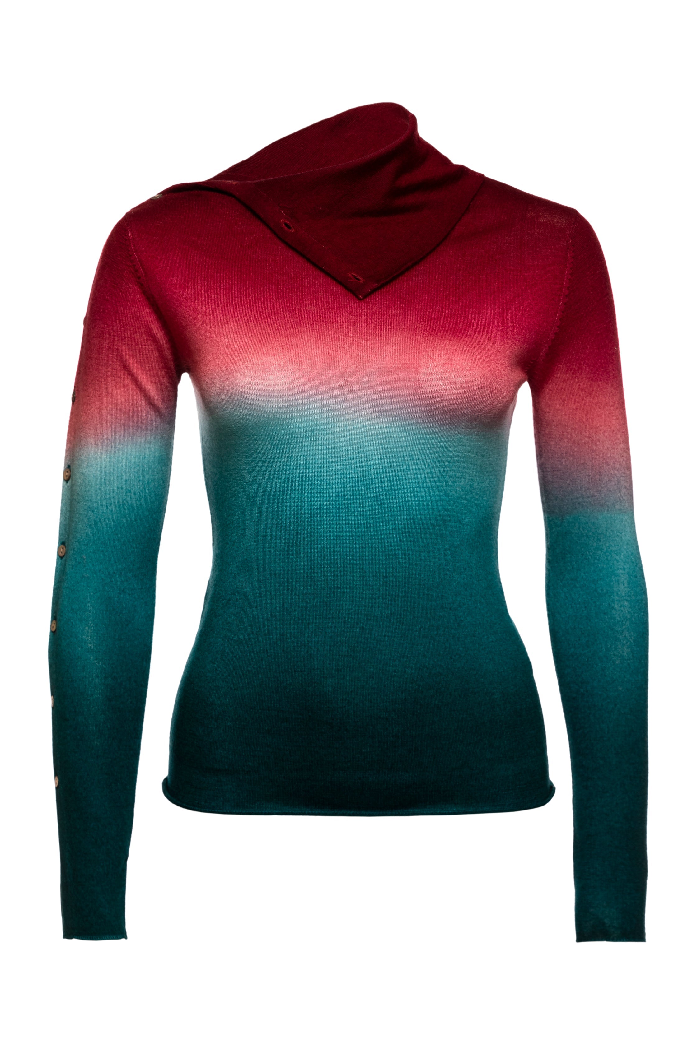 Pearl Body Fitted Flap Turtle Neck Textured Top