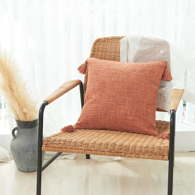 Thick Cotton Linen Striped Fringe Pillow Covers (In Stock)