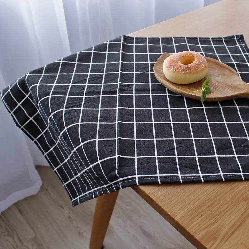 European Style Plaid Cotton-Linen Square Placemats