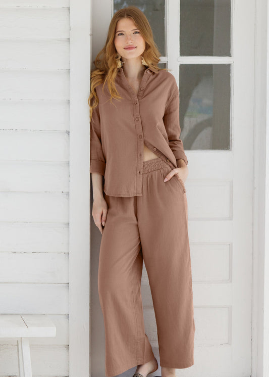 Sand Gauze Button Down Shirt