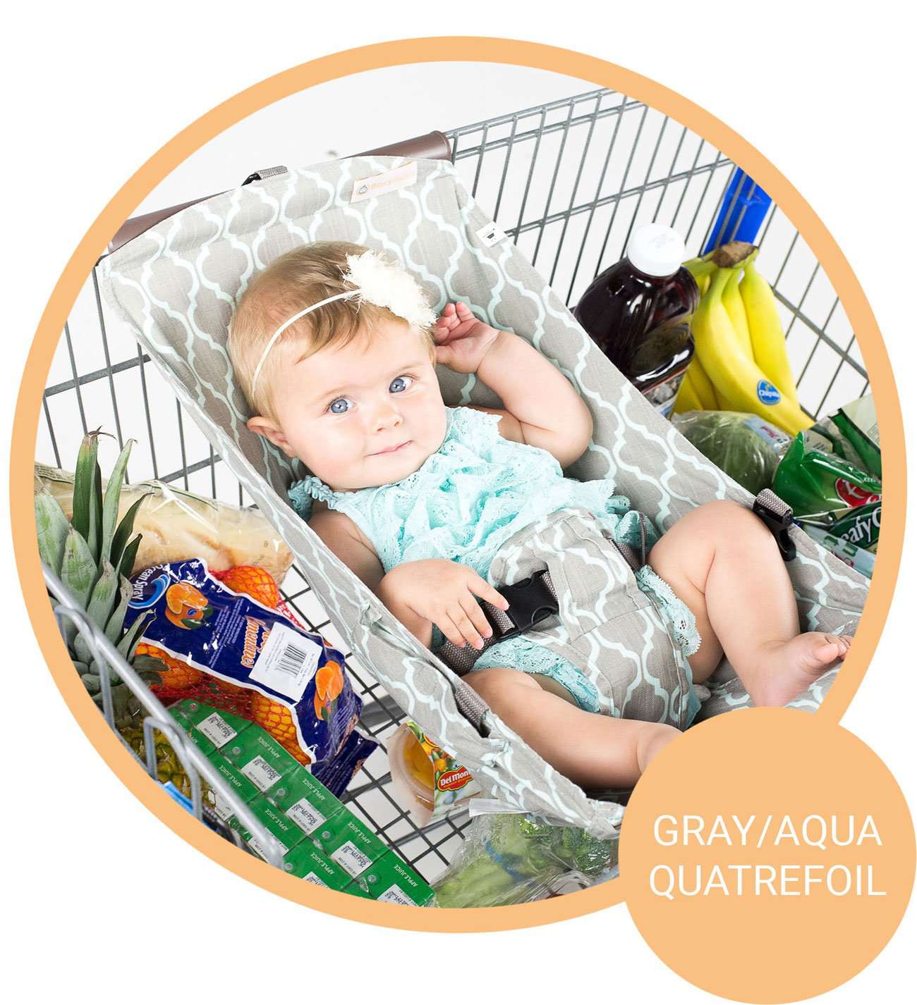 Baby Shopping Cart Hammock | Gray/Aqua - 97% cotton