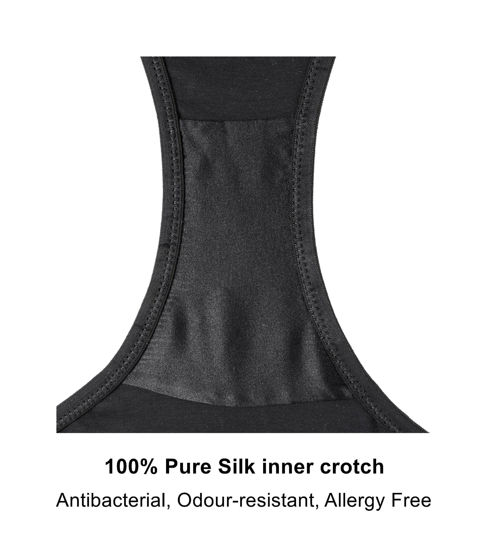 Champagne - Silk & Organic Cotton Brief in Black - The Peony Haus