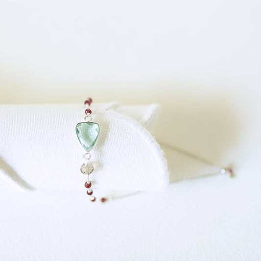 Green Amethyst Adjustable Silver Gemstone Bracelet