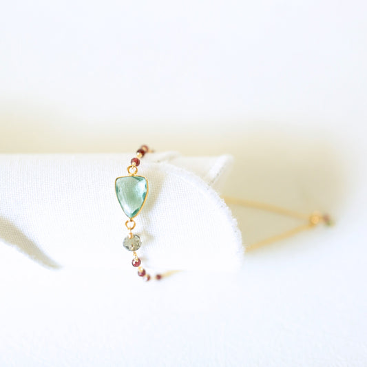 Green Amethyst Adjustable Gemstone Bracelet