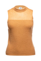 Coral Sleeveless Block Intarsia Top